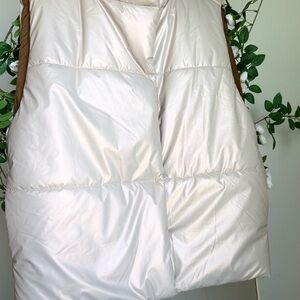 Fabletics Beige and Tan Puffer Vest